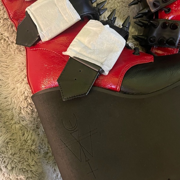 NEW Widow Appetite For Destruction Dolls Kill Spiked Boots Platform Faux Leather - Picture 7 of 11